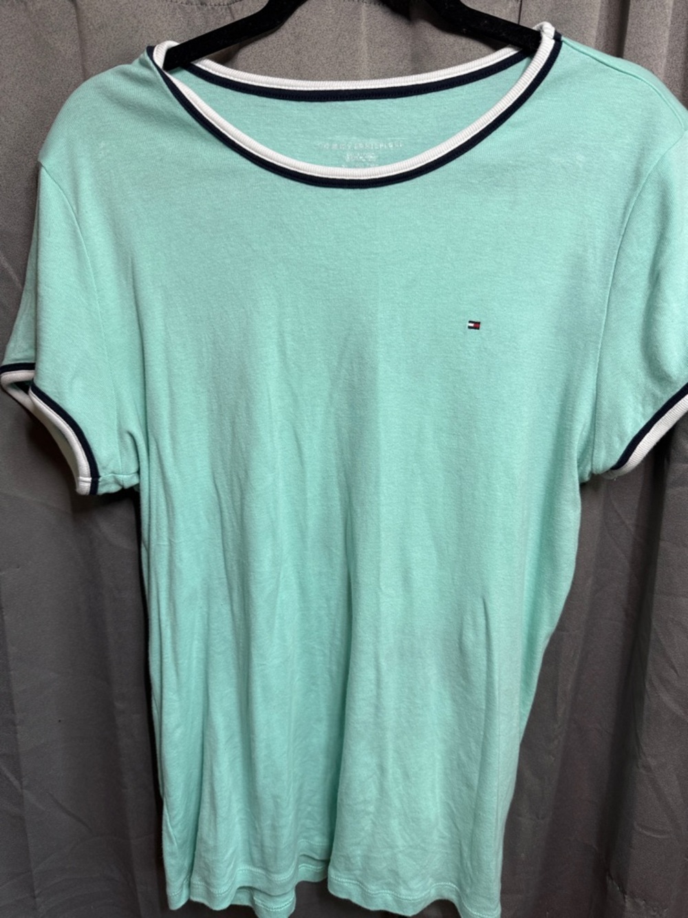 Tommy Hilfiger Mint Green Tee with Navy & White Trim